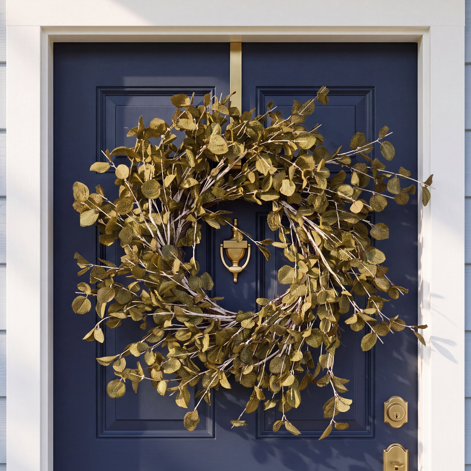 24'' Handcrafted Faux Eucalyptus Wreath, Dark Green