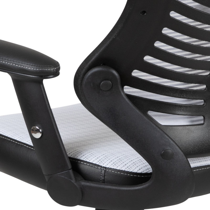 Chaise de bureau ergonomique à haut dossier avec accoudoirs réglables Siwar, Blanc