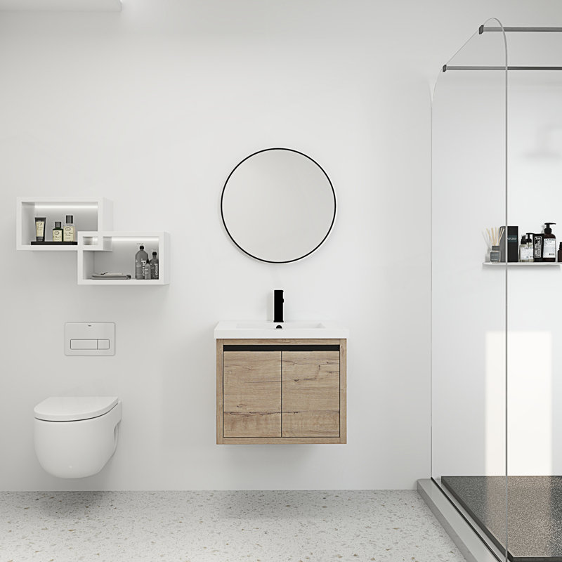 Basilio Bathroom Cabinet, White/Brown