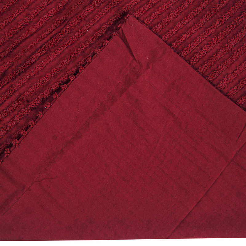 Jullian 100% Cotton Tufted Pillow Sham, Modern Stripe Design, Soft Breathable Decorative Cover, OEKO-TEX Certified, Machine Washable, Standard (21" x 27"), Burgundy, All-Season