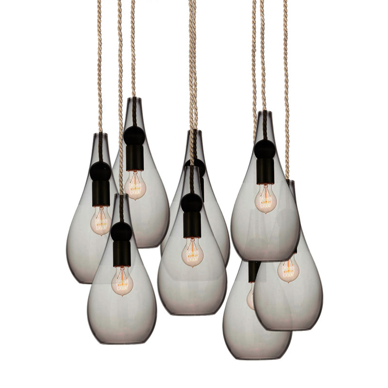 Earth 8 - Light Chandelier, 72" H x 16" W x 16" D, Smoke Glass, Ship Rod