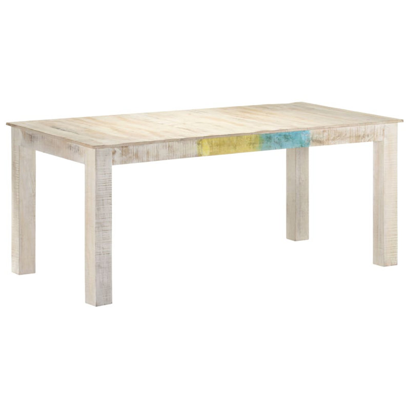 Scandinavian Solid Mango Wood Whitewash Dining Table 70.9" x 35.4"