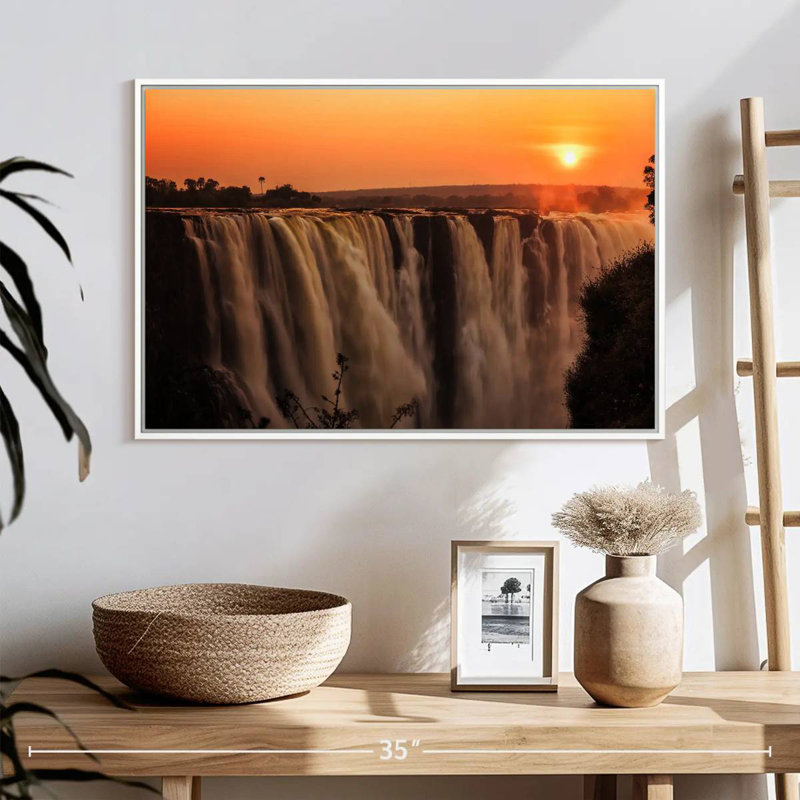 Chutes majestueuses de Victoria, 25 po x 17 po, Cadre flottant blanc