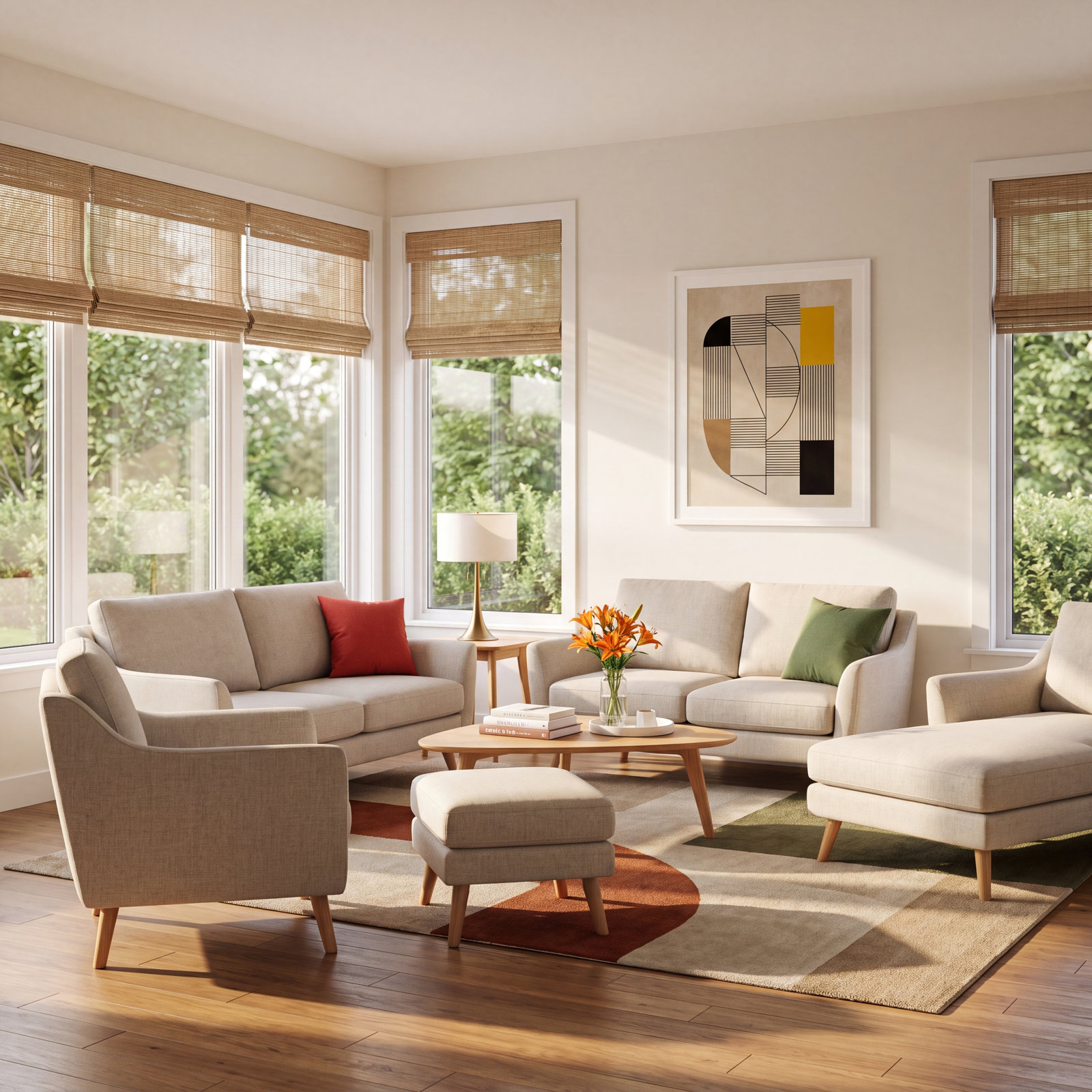 Rudi Reversible Living Room Set with Ottoman