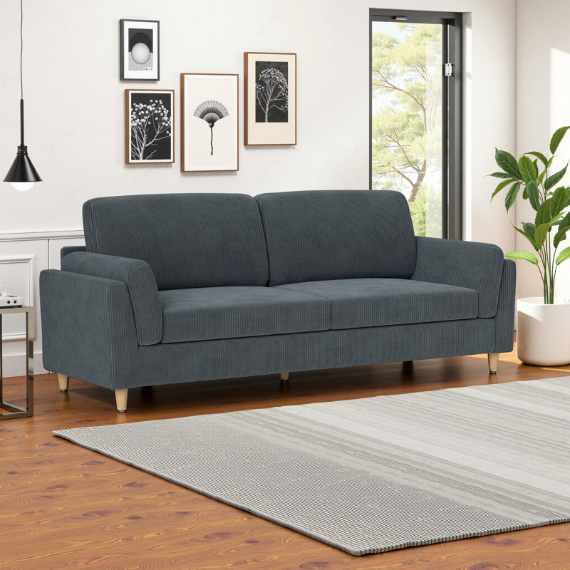 Canapé rembourré de style moderne avec pieds en bois massif de 88,6 po Ashtenaw, Gris