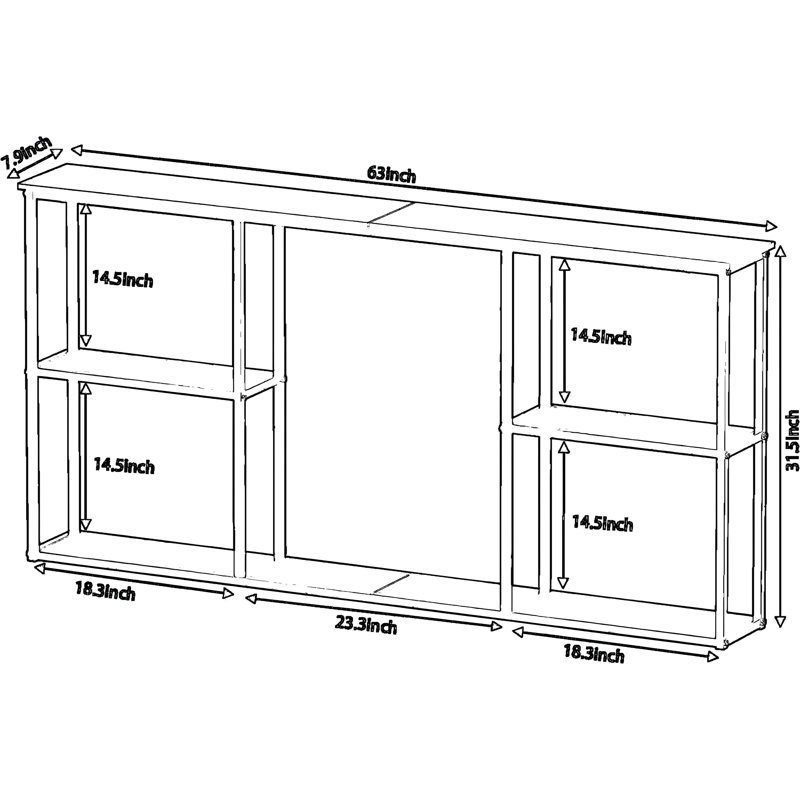 Console mince avec tablettes ouvertes à 3 niveaux, canapé d'entrée pour le couloir et le salon, conception peu encombrante avec dispositif anti-basculement
