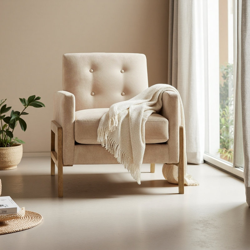 Fauteuil d'appoint capitonné, Sable