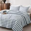 Ensemble de courtepointe en jacquard de coton très grand Sleep Zone 3 pièces pour rayures toutes saisons 106 x 96 bleu marine-116564152-116564158