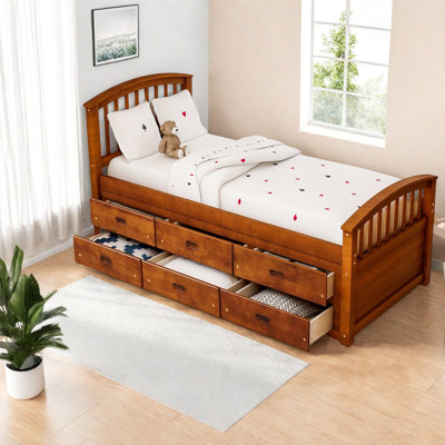 Lits en bois massif peu encombrants avec rangement et style moderne