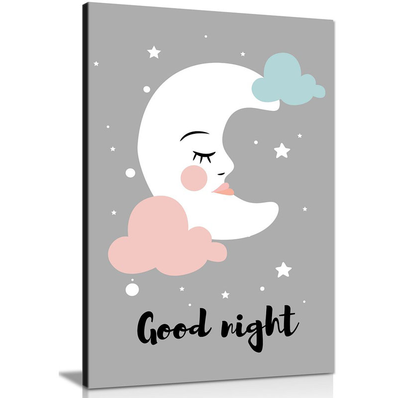 Cute Sleepy Moon Good Night - Wrapped Canvas Print, 76cm H x 51cm W