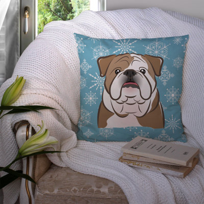 Coussin Snowflake English Bulldog 14 "