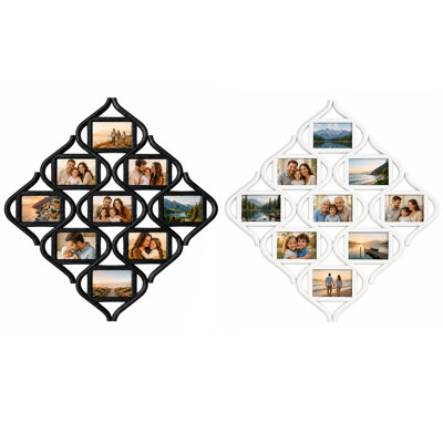 9-Opening Family Collage Picture Frame, Wall Mount Gallery Frame with Acrylic Covers for 4x6 Photos,Black and White Wall Decor Gift(black and white)