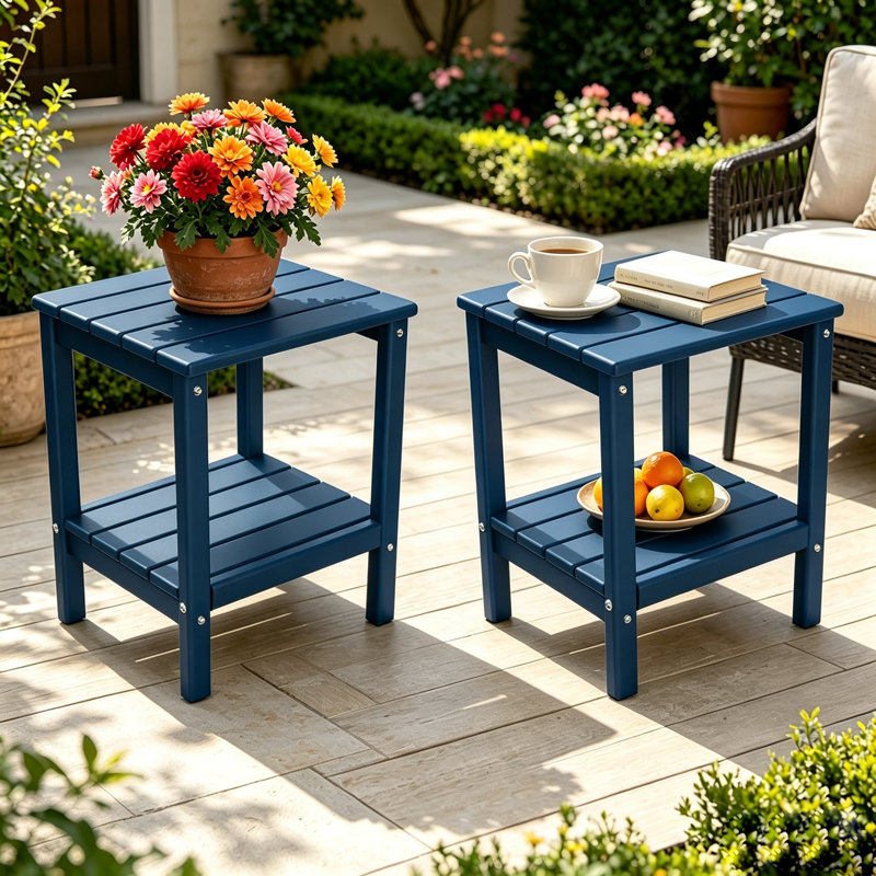 HDPE Adirondack Side Table, Bleu