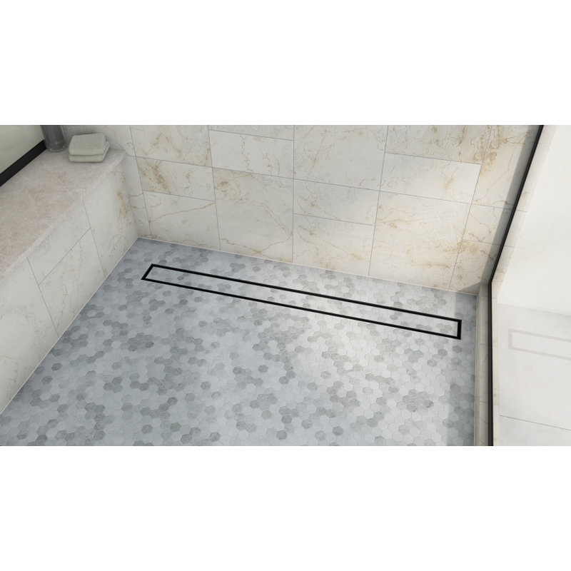 Dreamline Aqua 36 in. Linear Tile Insert Shower Drain, Matte Black, Matte Black, 36"
