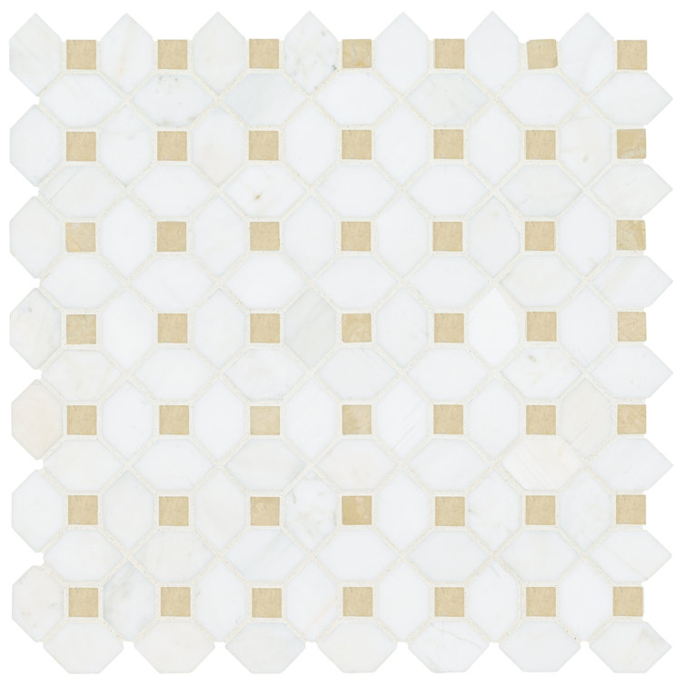 Bianco Dolomite 12.4 in. x 12.4 in. Polished Marble Mosaic Tile