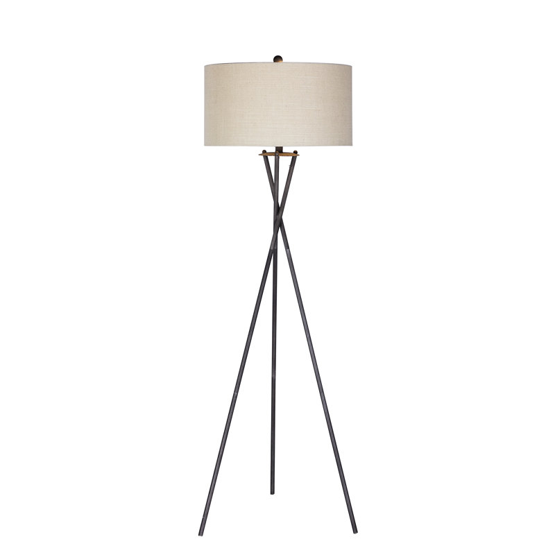 Lampe trépied 64 po Dorthe, Noir rouille