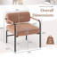 Chaise d'appoint rembourrée en velours avec dossier cylindrique et accoudoirs en métal
