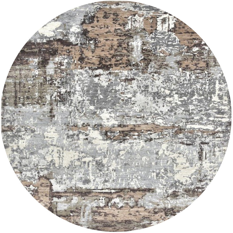 Tapis abstrait gris, Rond 5 pi