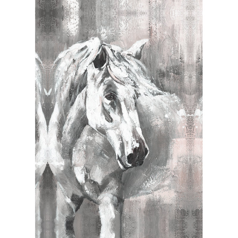Neutral Blushy Horse - Painting Print, 122cm H x 81cm W, Wrapped Canvas