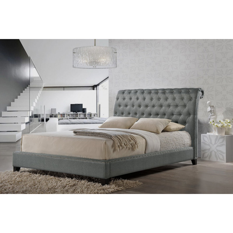 Lit plateforme tapissier Tuffeté lymingt, Grand, Blanc
