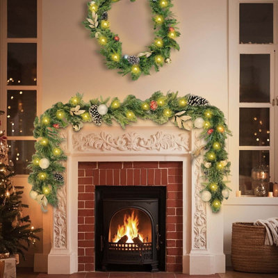 1x 9FT Christmas Norfolk Pine Garland, Realistic Cedar Garland Artificial Pine Cypress Vines, Greenery Garlands for Holiday Xmas Indoor Mantle Decor