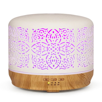 Essential Oil Diffuser White Ceramic Diffuser 500 Ml Timers Night Lights And Auto Off Function Home Office Humidifier Ultrasonic Aromatherapy Diffusers For Essential Oils