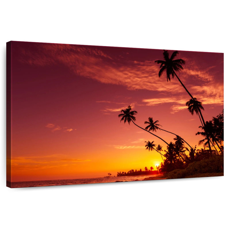 Gillard, palmier jamaïcain, Gillard, coucher de soleil, H 20 po x l 30 po