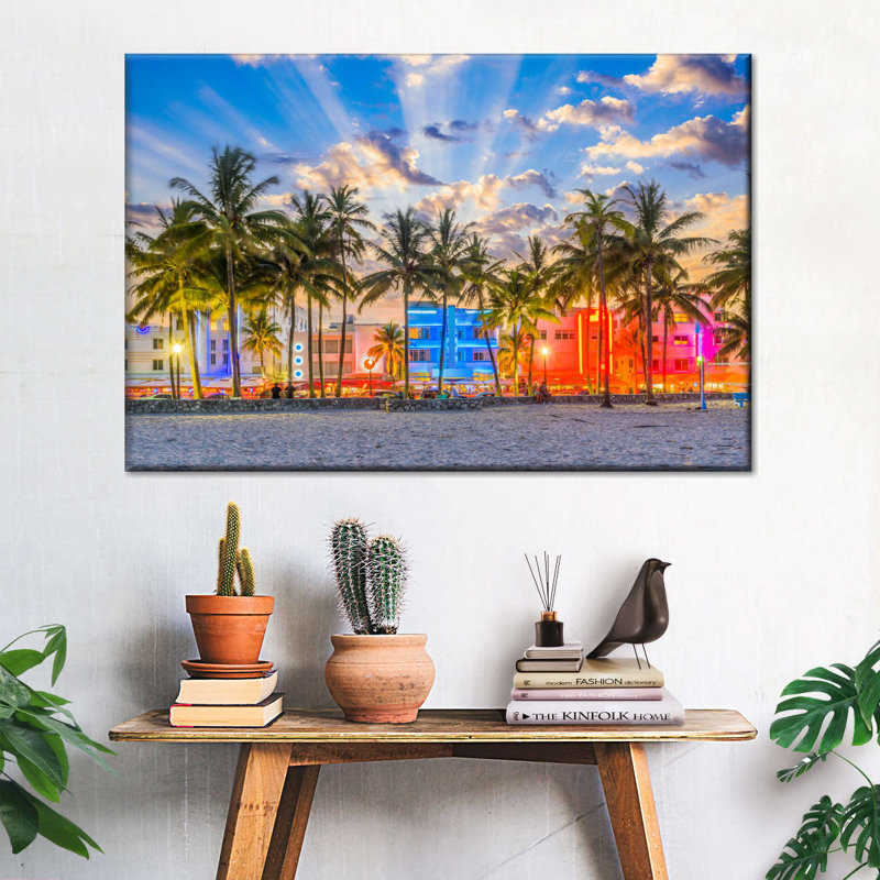 Ocean Drive Miami - reproduction sur toile tendue, H 8 po x l 12 po x P 1 po