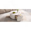 Table basse ronde moderne mobile avec roulettes, 2 tiroirs, plateau en marbre fritté à motif marbré
