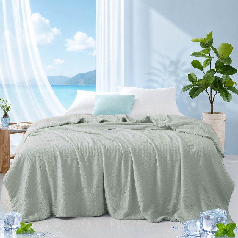 Couverture légère réversible Peace Nest - respirante, évacuant l'humidité et rafraîchissante pour un sommeil d'été confortable