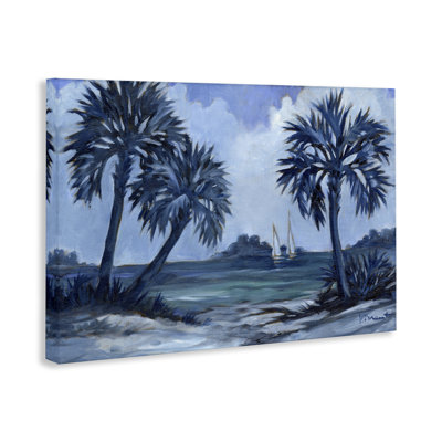"Indigo Palms Impressions", art mural sur toile par Paul Brent
