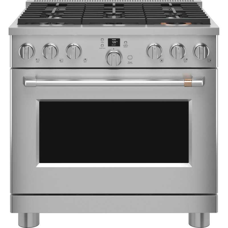 Café 36" Smart Dual-Fuel Commercial-Style Range With 6 Burners (Natural Gas), Stainless Steel, Brushed Stainless