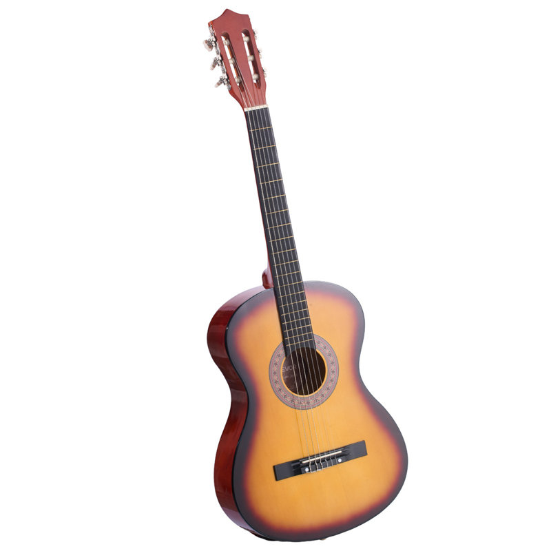 Guitare classique, 38 pouces, trousse de démarrage en bois pour débutants, avec cordes en nylon, housse, sangle, accordeur, cordes supplémentaires, médiators, capo, tilleul, pour adolescents, étudiants, bleu