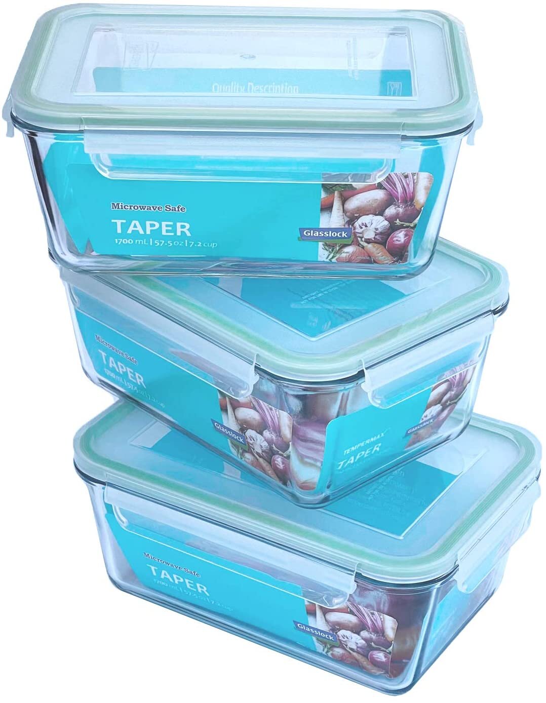 Glasslock Taper Container Food Storage Set