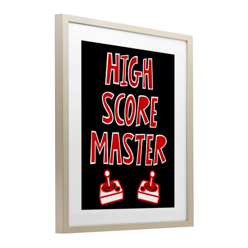 High Score Master Gamer, reproduction encadrée sous verre, conception de Marcus Prime, H 16 po x l 13 po