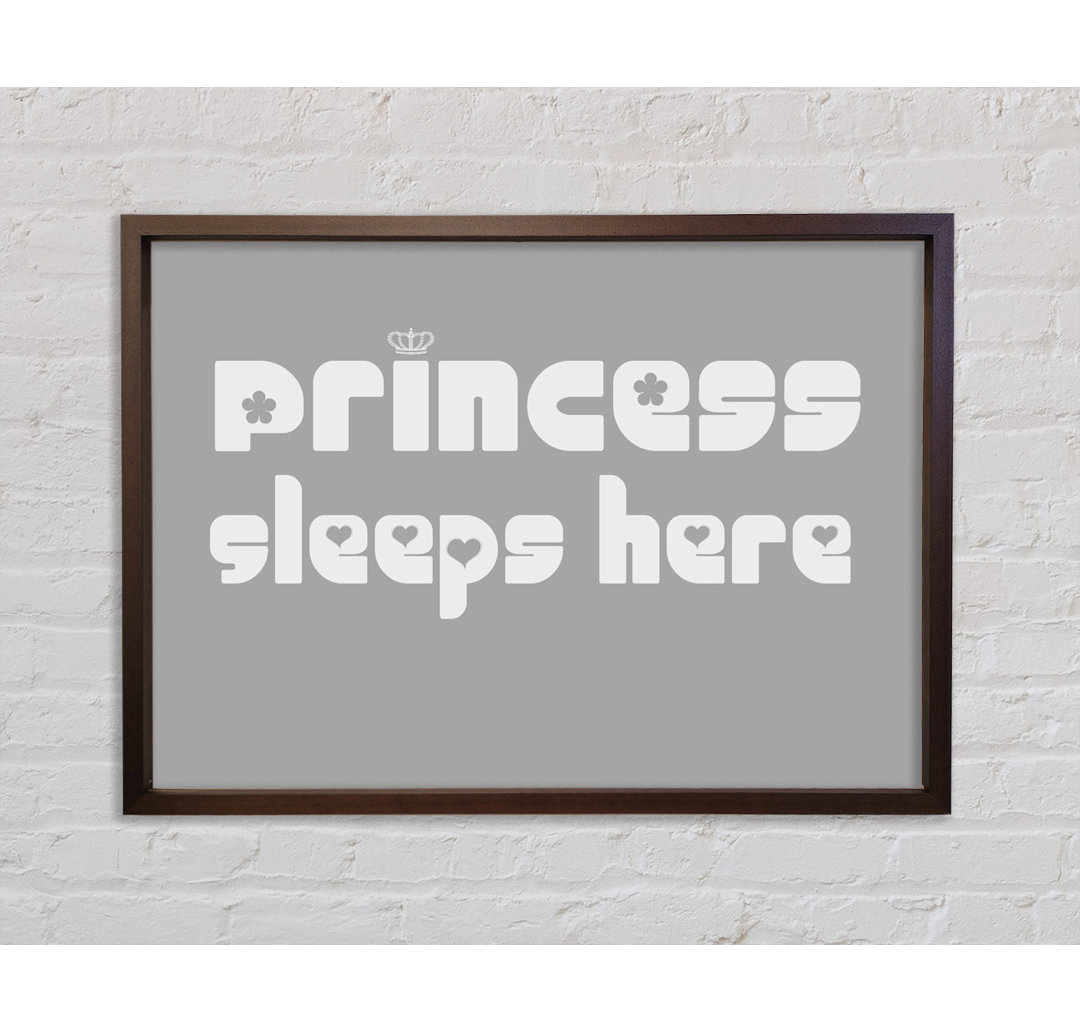 Princess Sleeps 2 Grau Weiß - Einzelner Bilderrahmen Typografie auf Leinwand