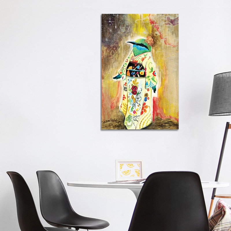 Kimono Bird by Jahna Vashti - Wrapped Canvas Painting, 101.6cm H x 66.04cm W x 1.91cm D