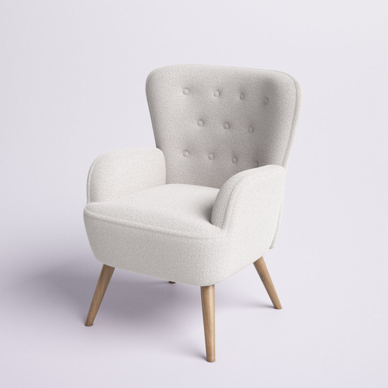 Arjo 30.32" Wide Tufted Polyester Armchair, White Polyester