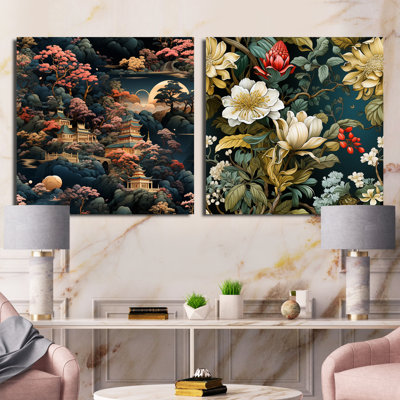 Perrigo - Ensemble de 2 collages carrés de paysages abstraits