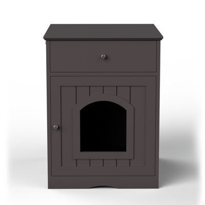 Wooden Pet House Cat Litter Box Enclosure With Drawer, Side Table
