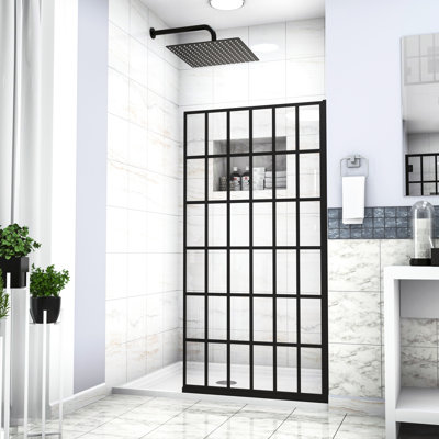 34"X72" Shower Door In Matte Black - Open Entry, Single Panel, Bathroom Style Producer 2 , Allure
