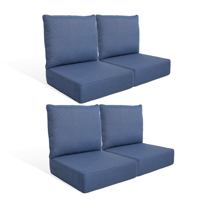 Coussin de siège / dossier de remplacement pour l'extérieur 6 po, 4, L 22 po x P 24 po, Marine