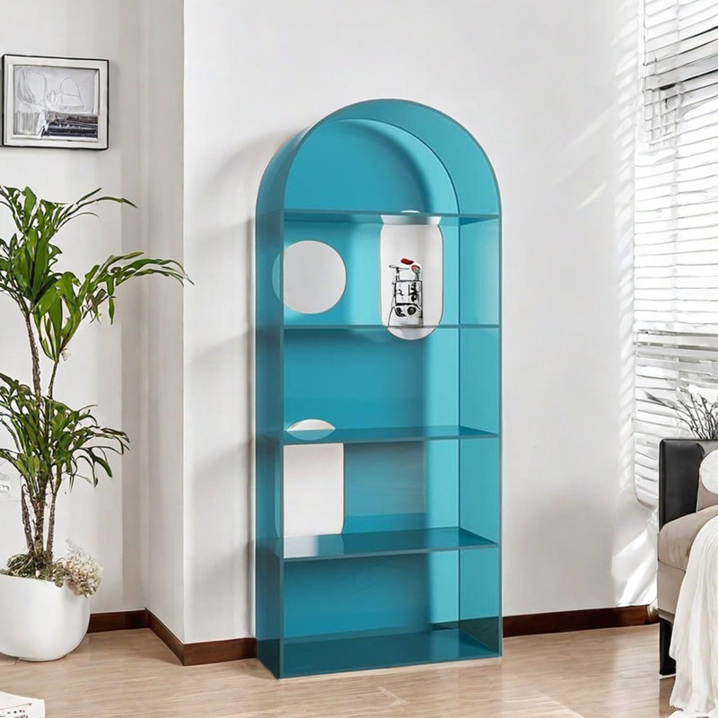 Modern Acrylic Arch Bookshelf for Stylish Storage, Blue