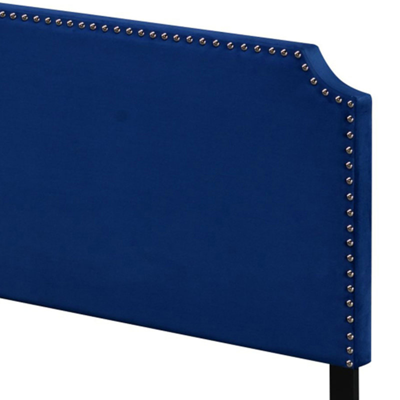 Haemon Blue Velvet Queen Bed - Luxurious & Opulent Sleep Experience