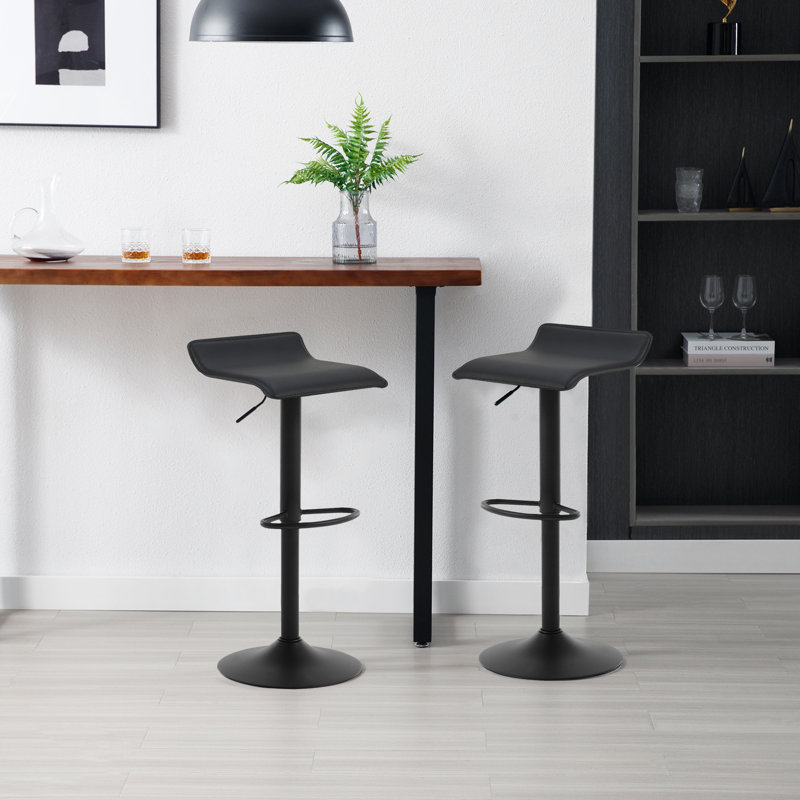 Figgers Upholstered Counter Stool with Metal Frame, Black