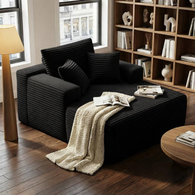 47" Boneless Cloud Corduroy Compression Single Sofa, No Assembly, Independent Pocket Springs & High Resilience Foam Small Couch for Bedroom Apartment