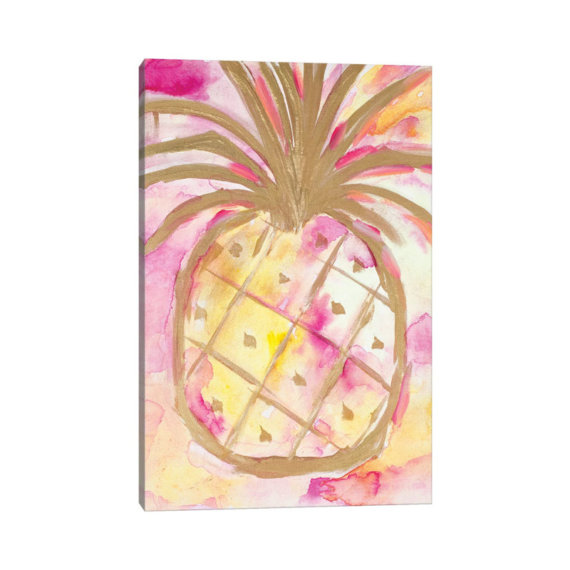 Pink Gold Pineapple by L. Hewitt - Wrapped Canvas Print, 101.6 cm H x 66.04 cm W x 3.175 cm D