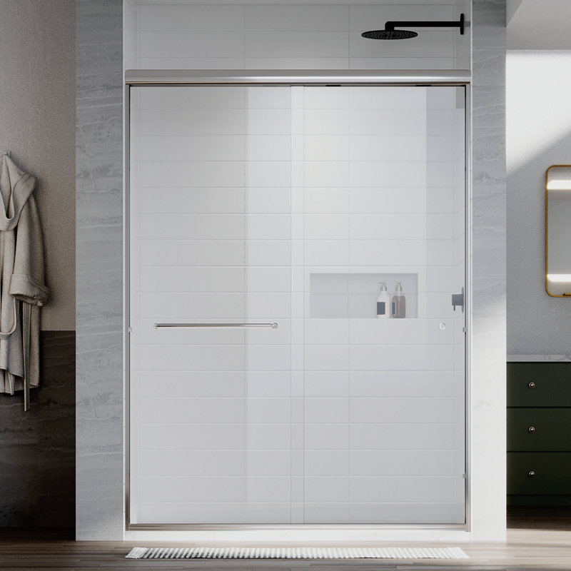 UKD07N Countess 56 to 60 in. x 66 in. H Semi-Frameless Double Sliding Shower Door in Chrome with 1/4 in. (6.35mm) Clear Glass