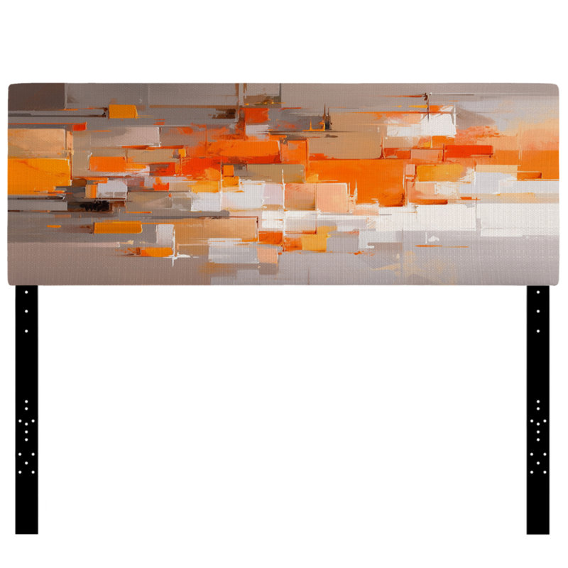 Tête de lit Trinady - Damask Upholstery, Très grand, Réalités brisées orange et brun