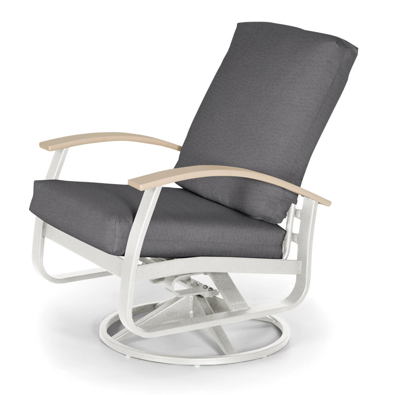 Belle Isle Outdoor Swivel Lounge Chair, Cast Slate Sunbrella® Plainweave, White P50, Textured Snow